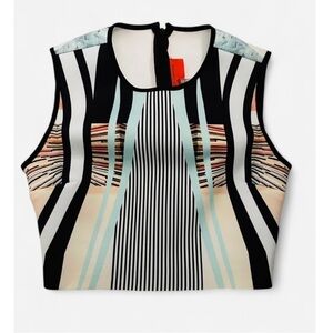 Clover Canyon Black and White Graphic Crop Tank Top XS